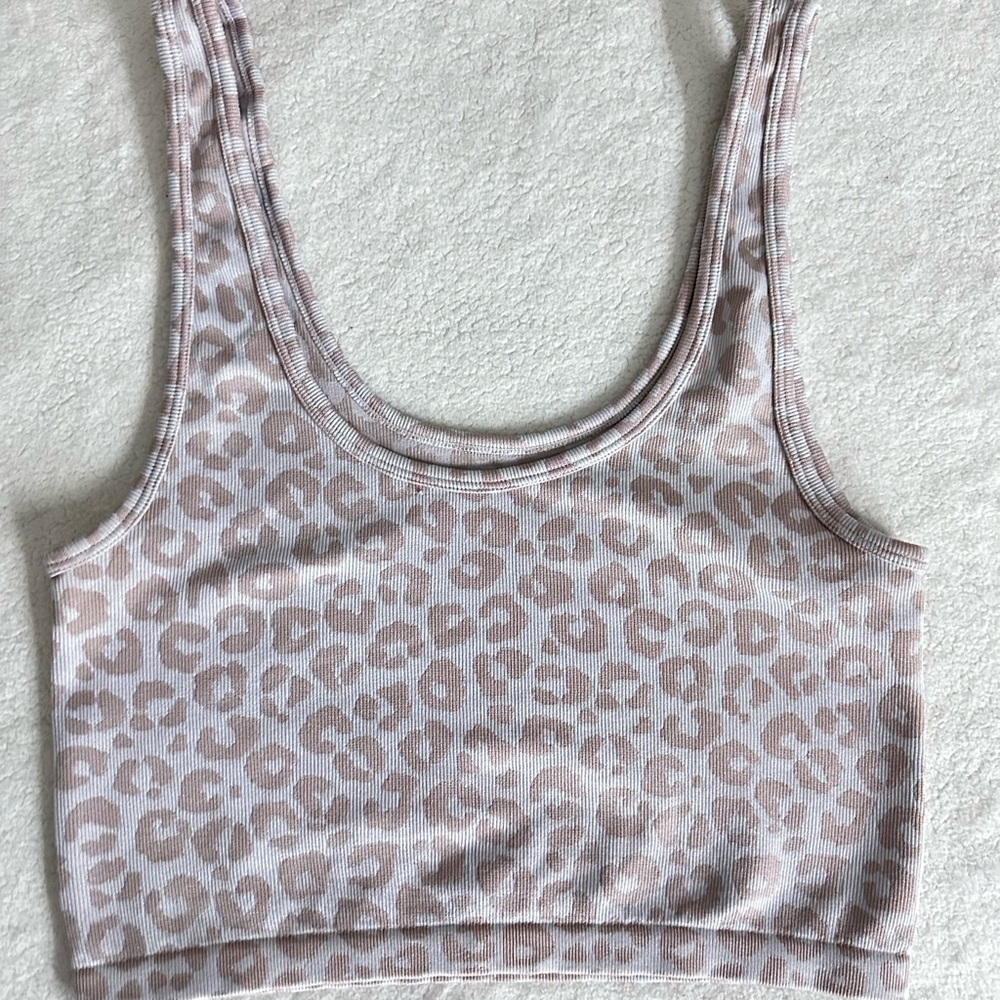 Cream and Brown Leopard Print Tank Top